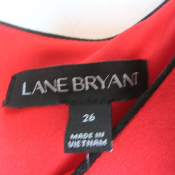 Lane Bryant Size 26 Plus Career Dress Bell Sleeves Knee Length V-Neck Black Trim - Picture 8 of 14